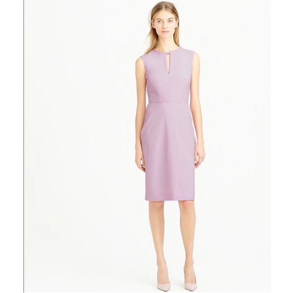 J. Crew 10 Italian Stretch Wool Keyhole Lilac Purple Knee Length Dress Career - Picture 1 of 13